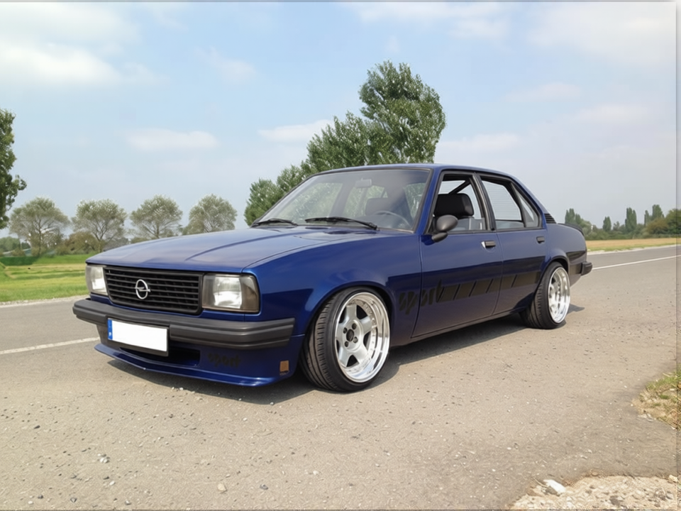 Car rendered in Deep Navy satin paint